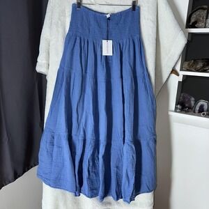 Felicite Smock Skirt Womens 4 Blue‎ Sailor Tiered Midi Lightweight New Tags